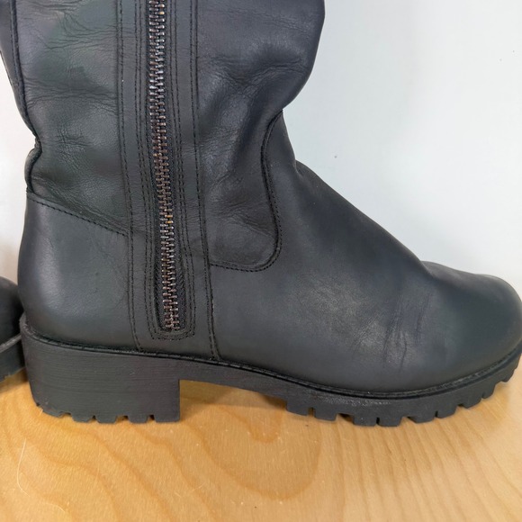 Volatile Leather Riding Boots Knee High Lug Sole‎ Zipper Buckle Tassel Black - Picture 9 of 14